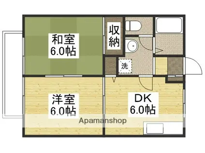 サンビレッジ竜之口D(2DK/2階)の間取り写真