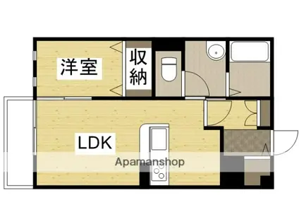 フラッツァ水江A棟(1LDK/2階)の間取り写真