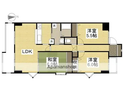 サーパス西古松Ⅱ(3LDK/12階)の間取り写真
