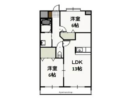 プレジール奥田(2LDK/3階)の間取り写真