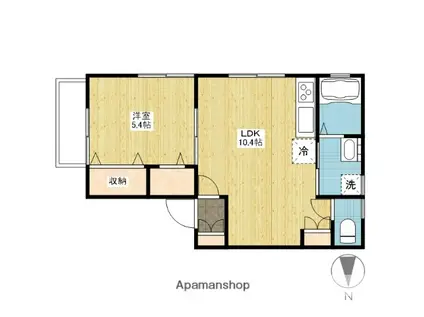 ラクディーナ(1LDK/1階)の間取り写真