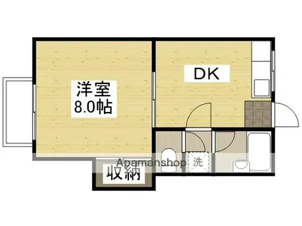 グリンベル1(1DK/2階)の間取り写真