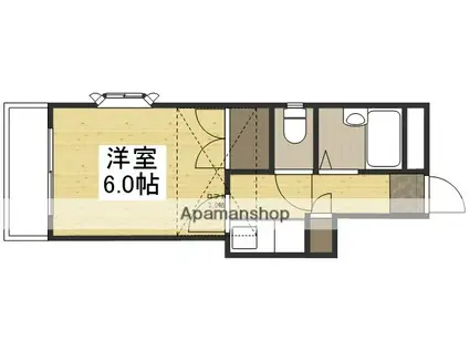 プレール庭瀬駅前(1K/1階)の間取り写真