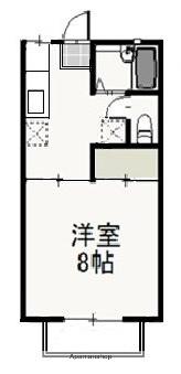 ドミール小川 Ⅱ(1K/2階)の間取り写真