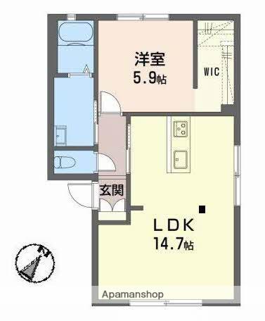 メゾン花畠ⅡA棟(1LDK/1階)の間取り写真