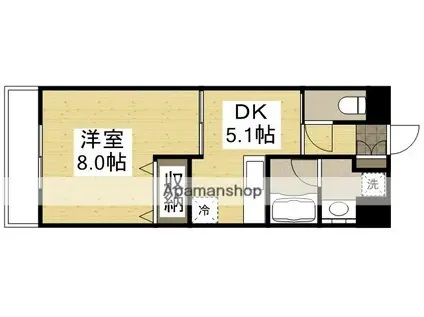 COCO学南町 東棟(1DK/1階)の間取り写真