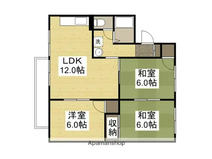 コーポアルザスC棟(3LDK/2階)の間取り写真