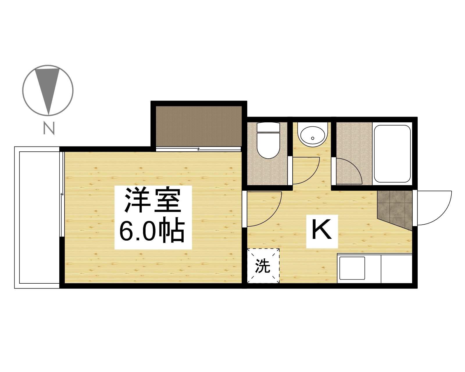 コーポセレッソⅡ(1K/2階)の間取り写真