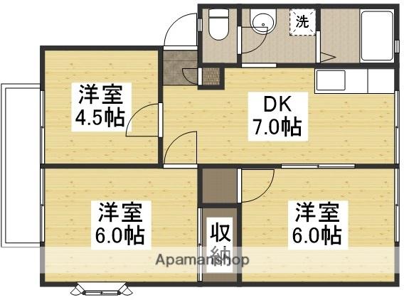 ドリームタウンⅡ(3DK/1階)の間取り写真