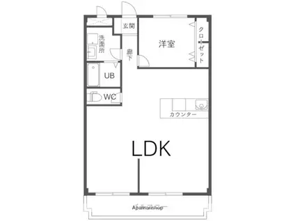 ニューマリッチかわぐち A(1LDK/1階)の間取り写真