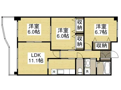 ジュンサンライト(3LDK/3階)の間取り写真