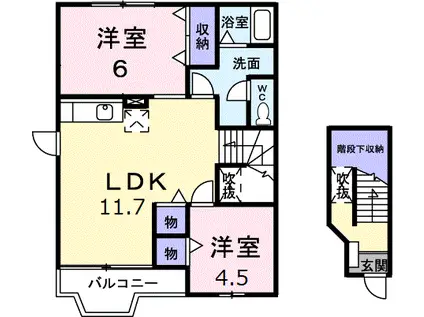ブルーム・ミヤケ(2LDK/2階)の間取り写真