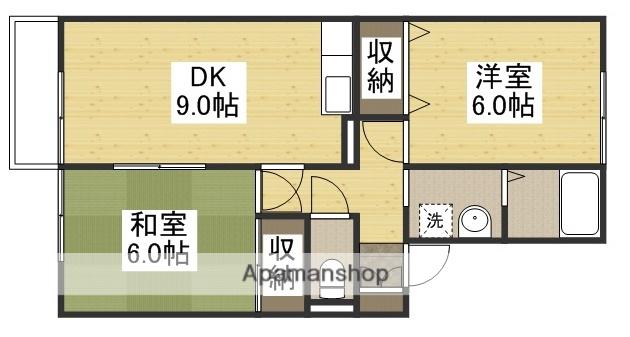 サニーパル芳泉Ⅱ(2DK/2階)の間取り写真