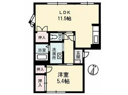 フレグランス福島B棟(1LDK/1階)の間取り写真