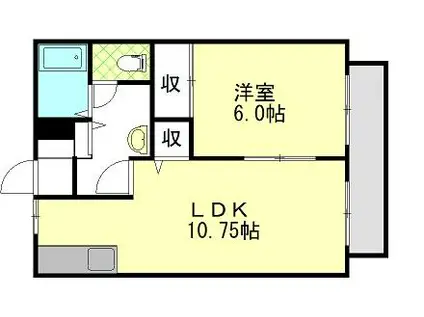サンタウンコーラルC棟(1LDK/1階)の間取り写真