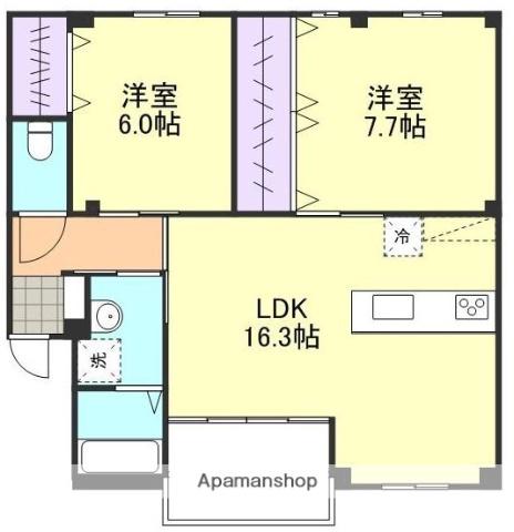 アメニティ水江(2LDK/2階)の間取り写真