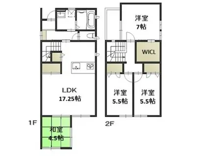 山陽本線 西川原駅 徒歩24分 2階建 築10年(4LDK)の間取り写真