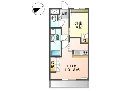 グランドウルス中島(1LDK/2階)の間取り写真