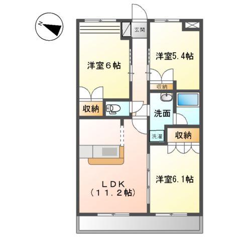 フィールドアップⅡ(3LDK/2階)の間取り写真