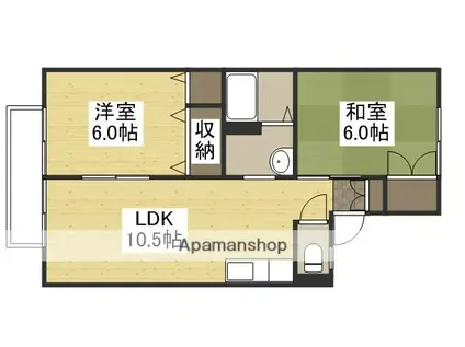 パピヨン虫明(2LDK/2階)の間取り写真