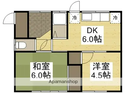 山陽本線 西川原駅 徒歩21分 1階建 築55年(2DK)の間取り写真