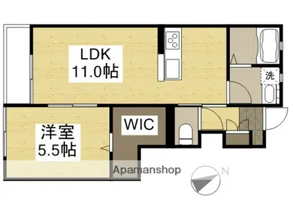 リバーサイド藤田 C棟(1LDK/1階)の間取り写真