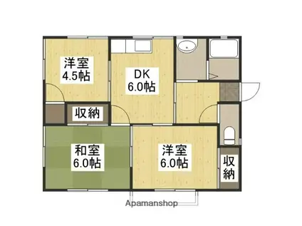 コーポ岡野B棟(3DK/1階)の間取り写真