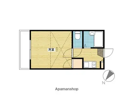 清輝橋第2レジデンス(1K/1階)の間取り写真