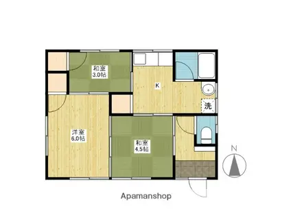 宇野線 備前西市駅 徒歩45分 1階建 築55年(3K)の間取り写真