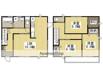 宇野線 備前西市駅 徒歩10分 2階建 築10年(3LDK)の間取り写真