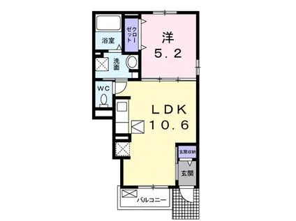 ニューウィングⅠ(1LDK/1階)の間取り写真