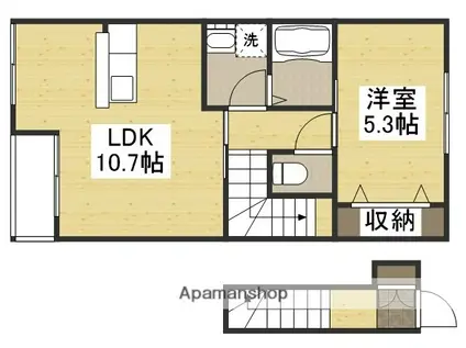 カーム八幡(1LDK/2階)の間取り写真