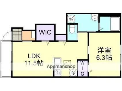 アンジュ アジュール(1LDK/1階)の間取り写真