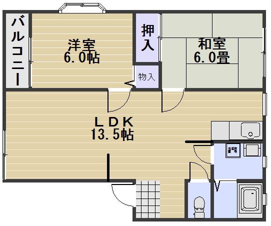 シティハウスメイプルⅡ(2LDK/2階)の間取り写真