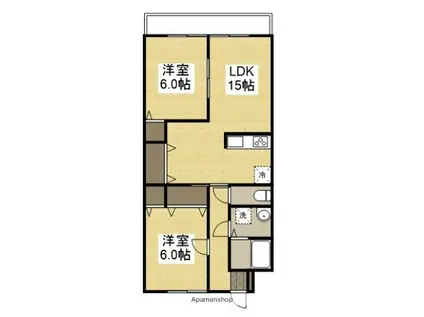 コーポユタカ(2LDK/2階)の間取り写真