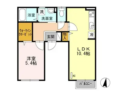 モンシャトー中央(1LDK/2階)の間取り写真