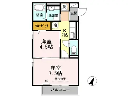 メゾン ヴィレッタ(2K/2階)の間取り写真