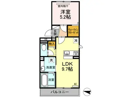 ベイ ブランシェ西阿知(1LDK/2階)の間取り写真