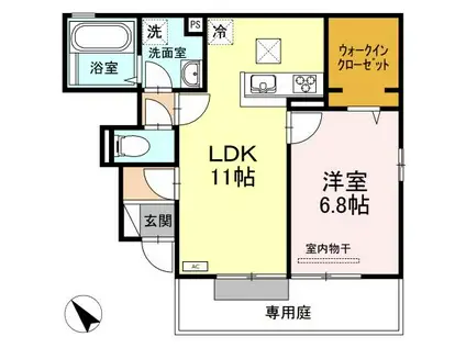 ソレイユ 壱番館(1LDK/1階)の間取り写真