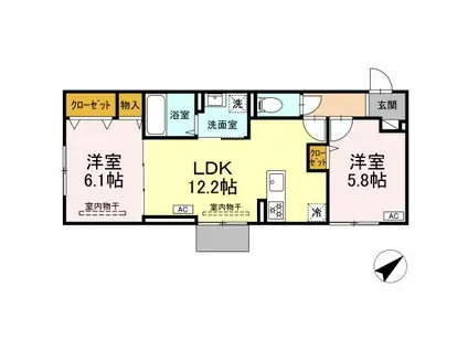 HOPE LODGE K(2LDK/1階)の間取り写真