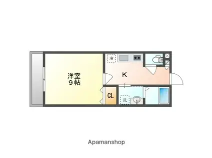 アーバンテラス東岡山Ⅱ(1K/1階)の間取り写真