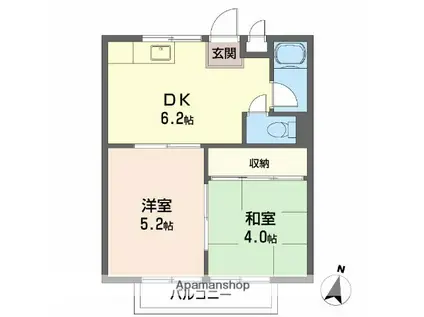小川コーポ(2DK/2階)の間取り写真