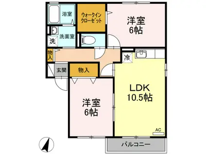 ピュアC棟(2LDK/2階)の間取り写真