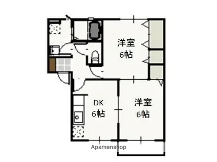 ベルエポックS 北棟(2DK/2階)の間取り写真