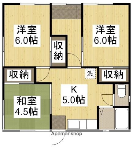 宇野線 備前西市駅 徒歩65分 1階建 築49年(3K)の間取り写真