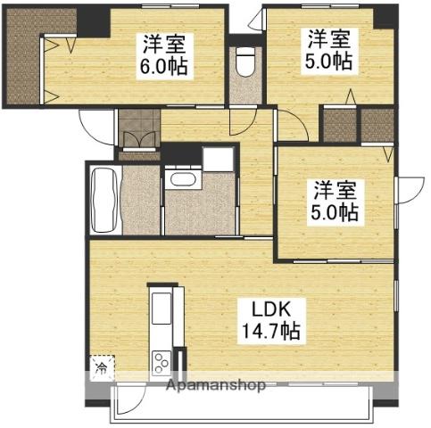 ビバリースクエア老松(3LDK/4階)の間取り写真
