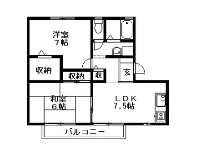 フレマリール関(2DK/1階)の間取り写真