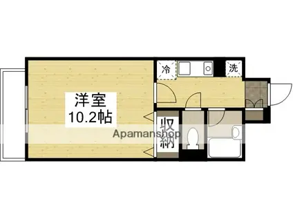 ヴェール国体町(1K/6階)の間取り写真