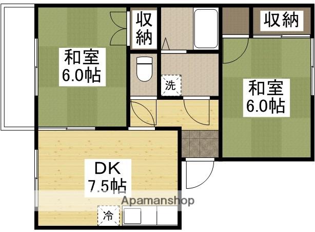 アミティSHIMIZU(2DK/2階)の間取り写真