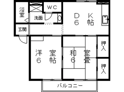 プレジール千田(2DK/1階)の間取り写真